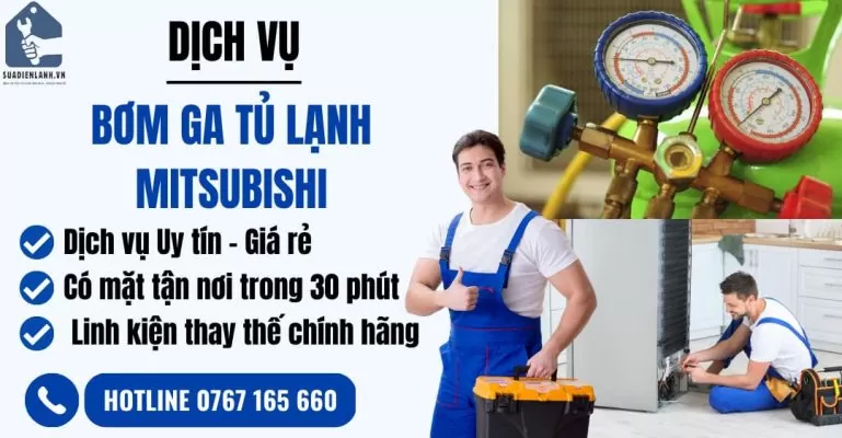 bơm ga tủ lạnh mitsubishi suadienlanh.vn