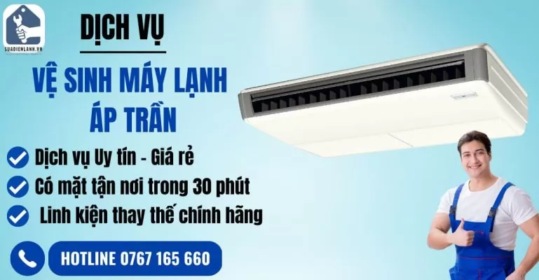 vệ sinh máy lạnh áp trần suadienlanh.vn