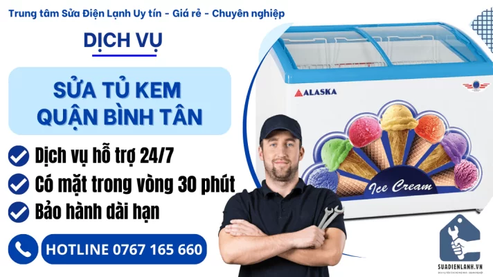 Sửa tủ kem quận Bình Tân