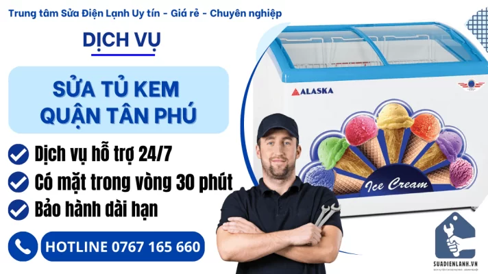 Sửa tủ kem quận Tân Phú
