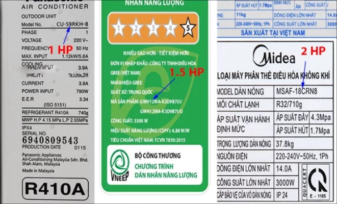 cách nhận biết máy lạnh bao nhiêu ngựa