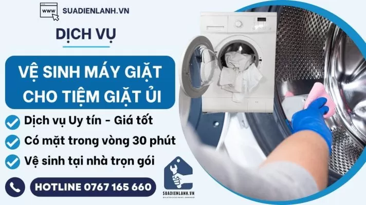 vệ sinh máy giặt cho tiệm giặt ủi