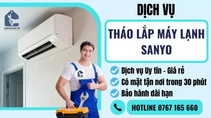 Tháo lắp máy lạnh Sanyo suadienlanh.vn