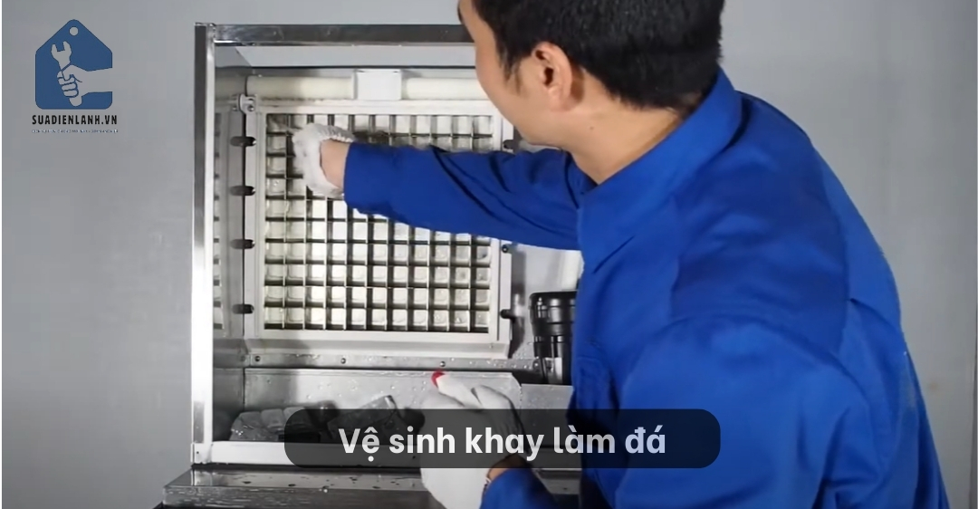 vệ sinh khay làm đá