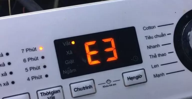 Máy giặt bị lỗi e3 có nghĩa là gì?