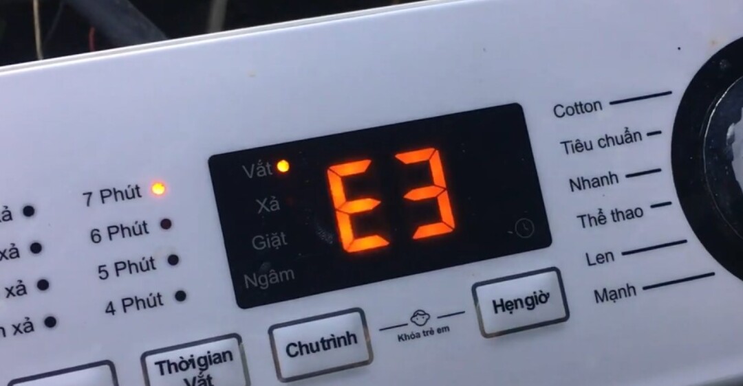 Máy giặt bị lỗi e3 có nghĩa là gì?