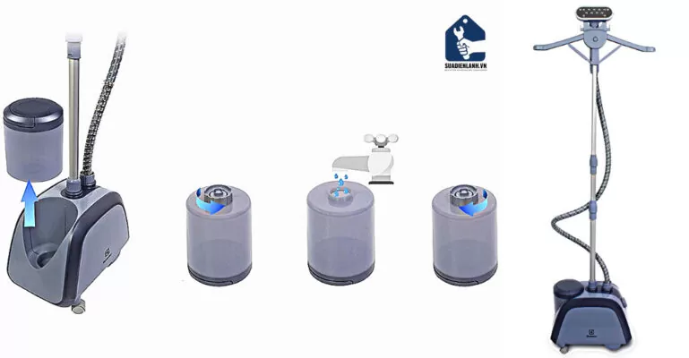 Cách lấy nước cho bàn ủi hơi nước đứng electrolux