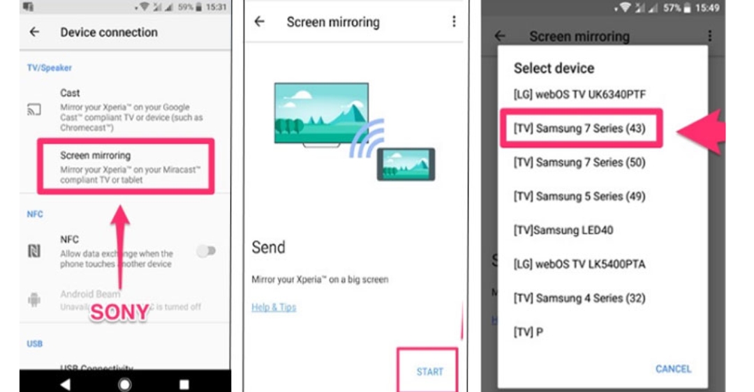 chiếu màn hình điện thoại lên tivi samsung 2018