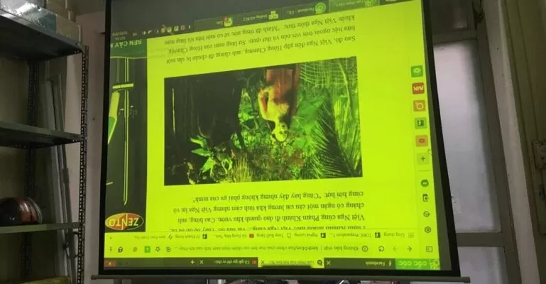 màn hình máy chiếu bị xanh