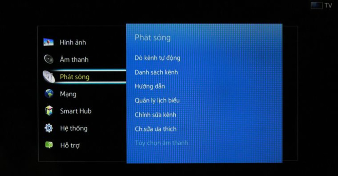 Dò kênh tivi samsung