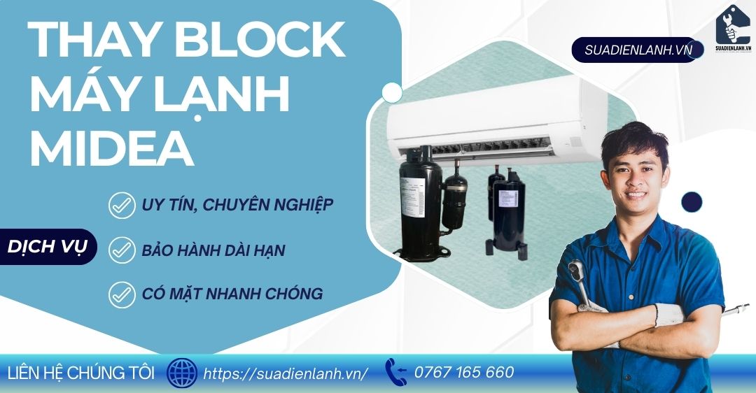 Thay block máy lạnh Midea Suadienlanhvn