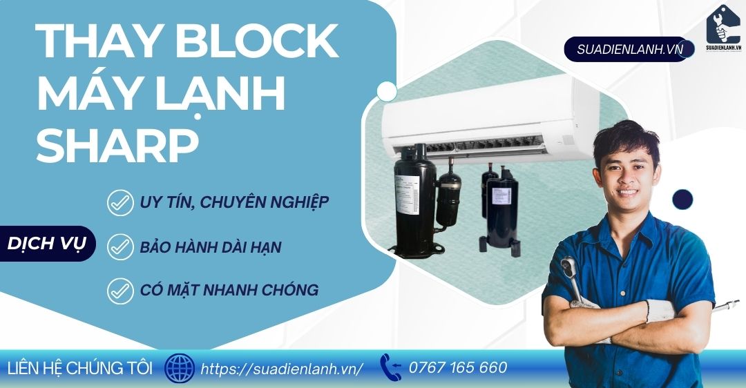 Thay block máy lạnh Sharp Suadienlanhvn