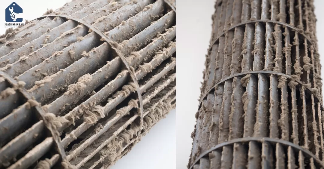 bụi bẩn tích tụ cánh quạt