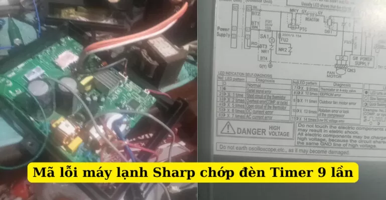 mã lỗi máy lạnh sharp chớp đèn timer 9 lần