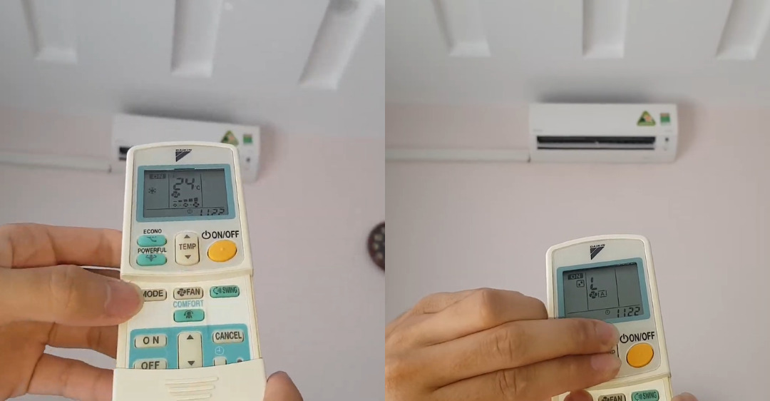 Sử dụng nút tăng giảm nhiệt độ và nút "Mode"