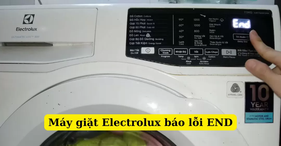 máy giặt electrolux báo lỗi end