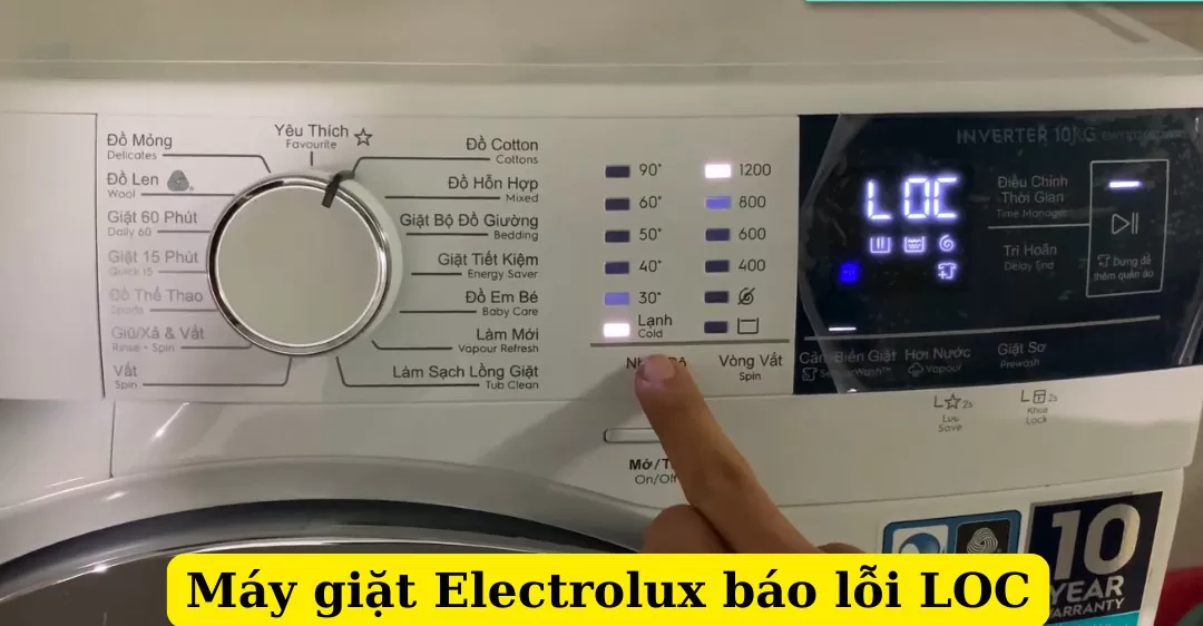 máy giặt electrolux báo lỗi loc