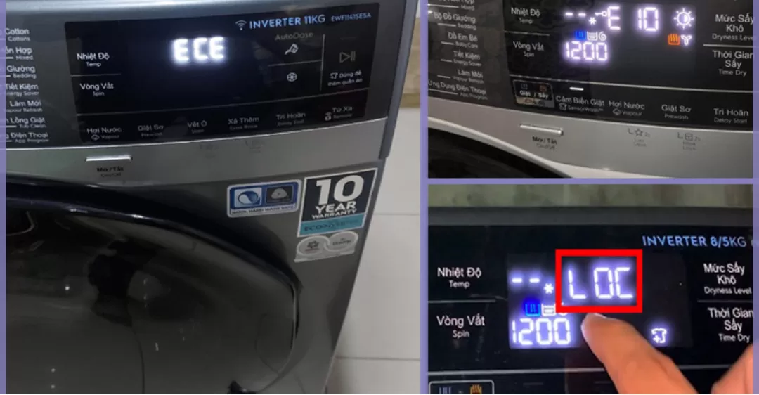 bảng lỗi máy giặt electrolux